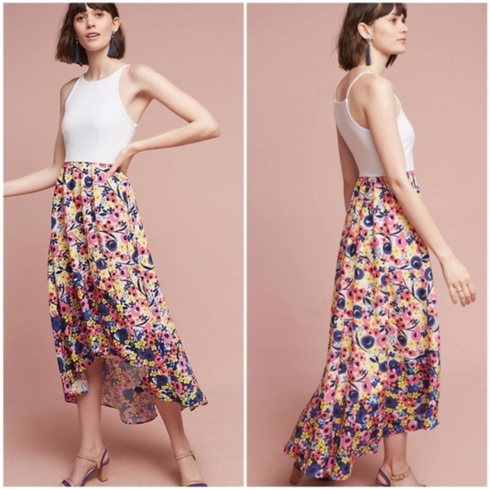 NWT Anthropologie HUTCH White Pink Bethanie Floral High Low Dress Sz XL